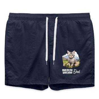 Cat Cats American Wirehair - Swim Trunks - french navy - Front - AI Model Male 185 light (185cm)