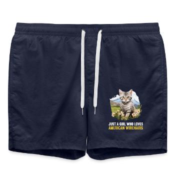Cat Cats American Wirehair - Swim Trunks - french navy - Front - AI Model Male 185 light (185cm)