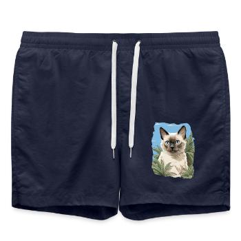 Chat balinais Balinesenkatze - Short de bain - bleu marine - Devant - AI Model Male 185 light (185cm)