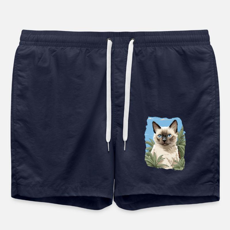 Balinese Cat Balinesenkatze - Badeshorts - French Navy