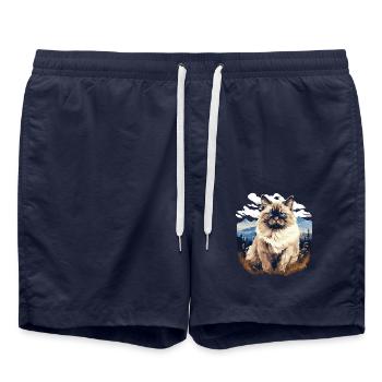 Birman Cat Birma Katze - Swim Trunks - french navy - Front - AI Model Male 185 light (185cm)