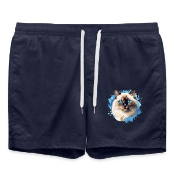 Birman Cat Birma Katze - Swim Trunks - french navy - Front - AI Model Male 185 light (185cm)
