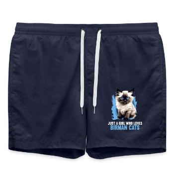Chat de Birmanie Birma Katze - Short de bain - bleu marine - Devant - AI Model Male 185 light (185cm)