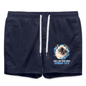 Chat de Birmanie Birma Katze - Short de bain - bleu marine - Devant - AI Model Male 185 light (185cm)