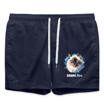 Chat de Birmanie Birma Katze - Short de bain - bleu marine - Devant - AI Model Male 185 light (185cm)