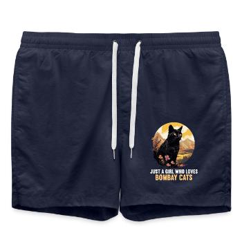 Bombay Cat Bombay Katze - Badeshorts - French Navy - Vorne - AI Model Male 185 light (185cm)