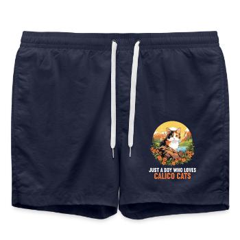 Chat calicot Chat porte-bonheur - Short de bain - bleu marine - Devant - AI Model Male 185 light (185cm)
