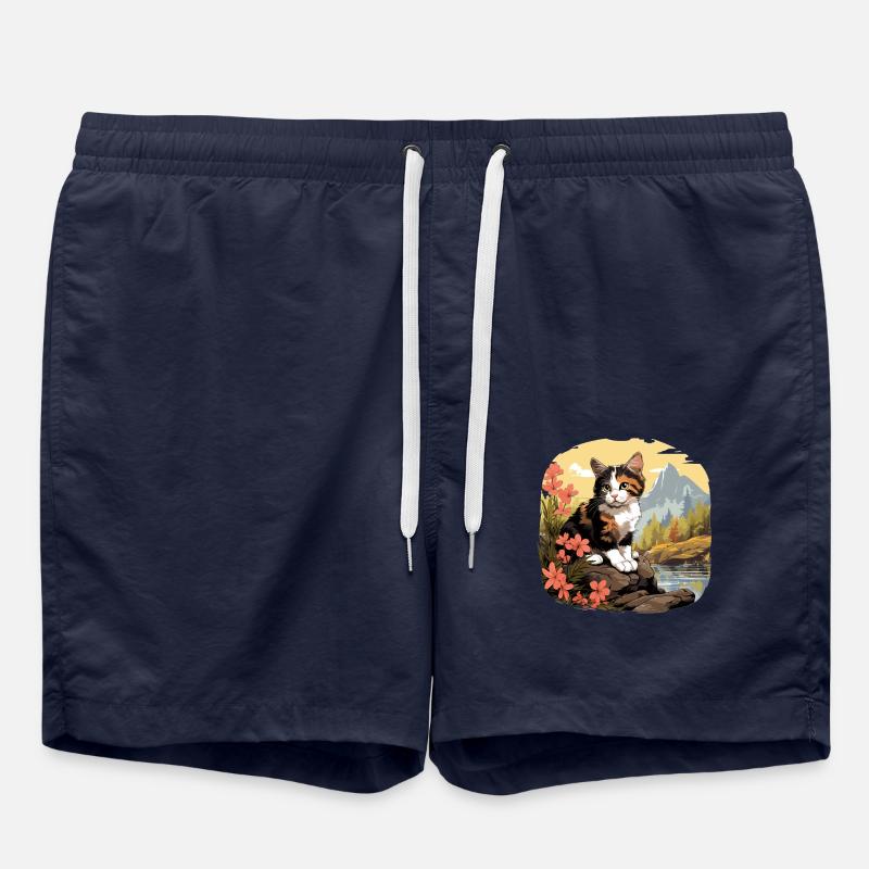 Calico Cat Glückskatze - Badeshorts - French Navy