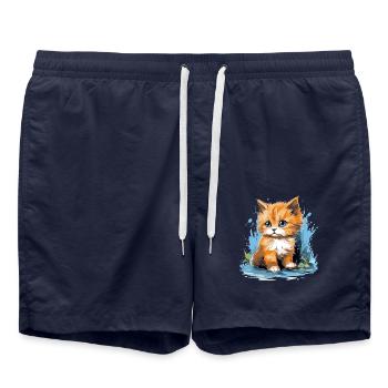Cymric Kitten Cymric Cat - Short de bain - bleu marine - Devant - AI Model Male 185 light (185cm)