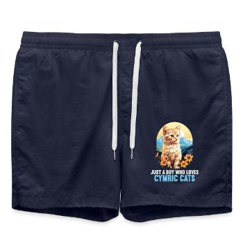 Cymric Kitten Cymric Cat - Short de bain - bleu marine - Devant - AI Model Male 185 light (185cm)