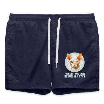 Devon Rex Kätzchen Devon Rex Katze - Badeshorts - French Navy - Vorne - AI Model Male 185 light (185cm)