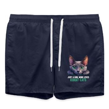 Korat Chaton Korat Chat - Short de bain - bleu marine - Devant - AI Model Male 185 light (185cm)