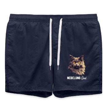 Chaton Nebelung Chat Nebelung - Short de bain - bleu marine - Devant - AI Model Male 185 light (185cm)