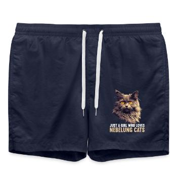 Chaton Nebelung Chat Nebelung - Short de bain - bleu marine - Devant - AI Model Male 185 light (185cm)