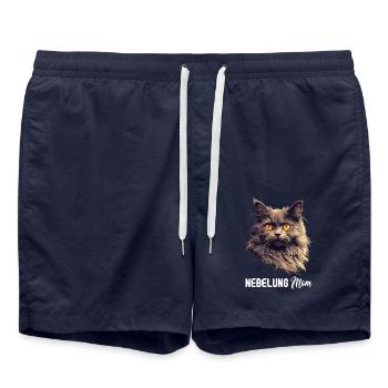 Chaton Nebelung Chat Nebelung - Short de bain - bleu marine - Devant - AI Model Male 185 light (185cm)