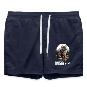 Norwegian Forest Cat Norwegische Waldkatze - Badeshorts - French Navy - Vorne - AI Model Male 185 light (185cm)