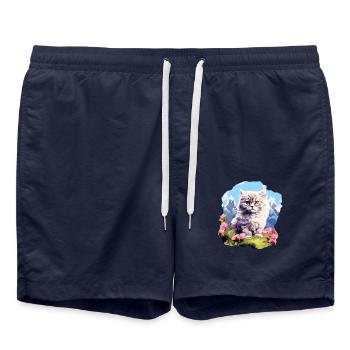 Persian Cat Perserkatze - Swim Trunks - french navy - Front - AI Model Male 185 light (185cm)