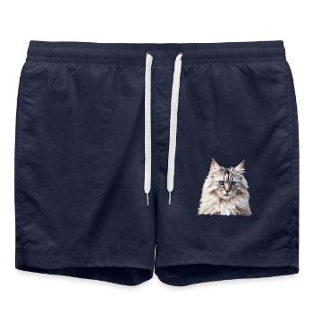 Siberian Cat Sibirische Katze - Swim Trunks - french navy - Front - AI Model Male 185 light (185cm)