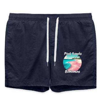 Pink Sands Bahamas bei Sonnenuntergang - Badeshorts - French Navy - Vorne - AI Model Male 185 light (185cm)