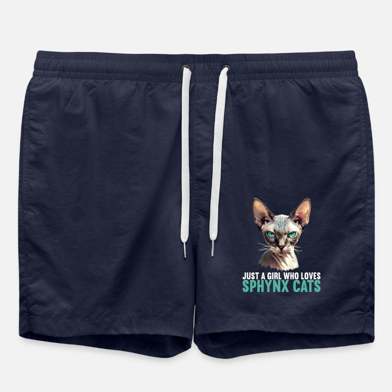 Sphynx Kitten Sphynx Cat - Swim Trunks - french navy