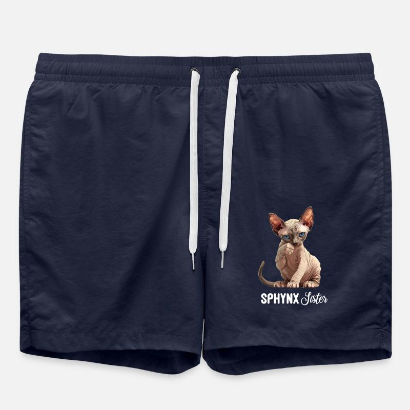 Sphynx Kitten Sphynx Cat - Swim Trunks - french navy