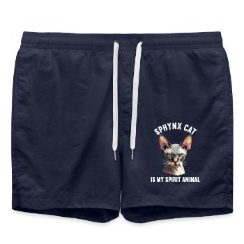 Sphynx Kätzchen Sphynx Katze - Badeshorts - French Navy - Vorne - AI Model Male 185 light (185cm)