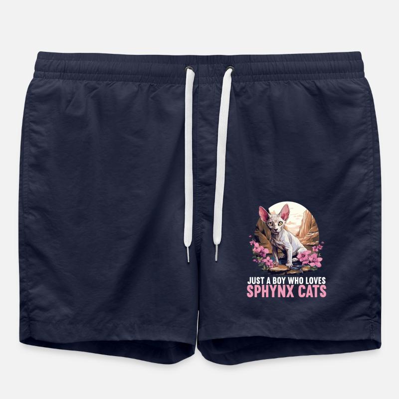 Sphynx Kitten Sphynx Cat - Swim Trunks - french navy