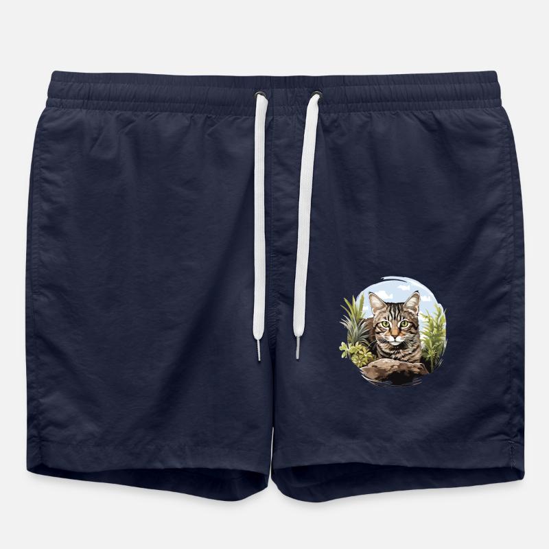 Tabby Kitten Tabby Cat - Swim Trunks - french navy