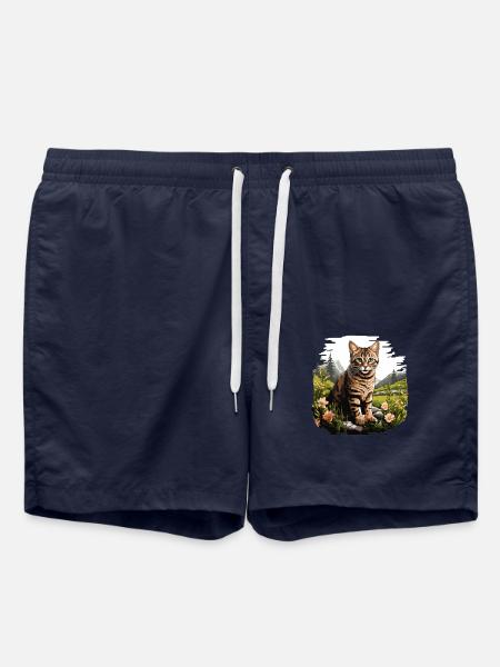 Tabby Kitten Tabby Cat - Swim Trunks - french navy