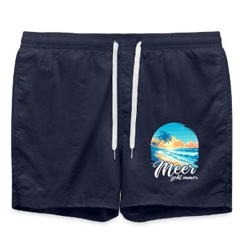 The sea always goes on holiday trips - Swim Trunks - french navy - Front - AI Model Male 185 light (185cm)