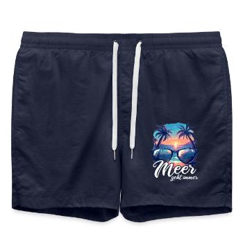 The sea always goes on holiday trips - Swim Trunks - french navy - Front - AI Model Male 185 light (185cm)