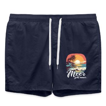The sea always goes on holiday trips - Swim Trunks - french navy - Front - AI Model Male 185 light (185cm)