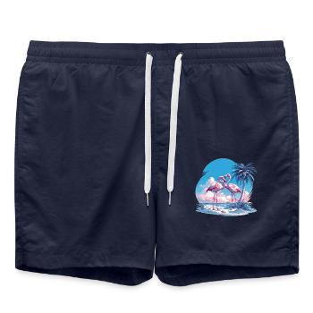 Flamingos Sunset Beach Ocean Flamingo - Swim Trunks - french navy - Front - AI Model Male 185 light (185cm)