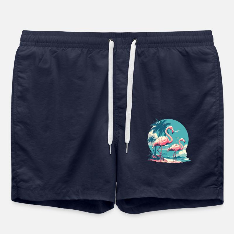 Flamingos Sunset Beach Ocean Flamingo - Swim Trunks - french navy