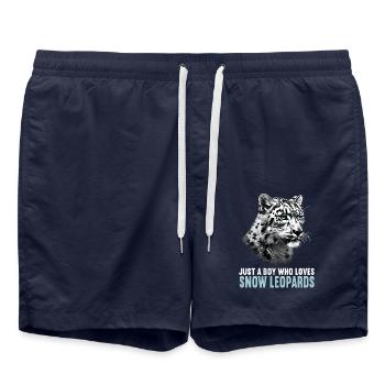 Snow Leopard Schneeleoparden Schneeleopard - Swim Trunks - french navy - Front - AI Model Male 185 light (185cm)