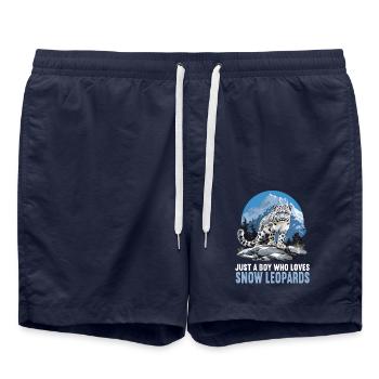 Snow Leopard Schneeleoparden Schneeleopard - Swim Trunks - french navy - Front - AI Model Male 185 light (185cm)