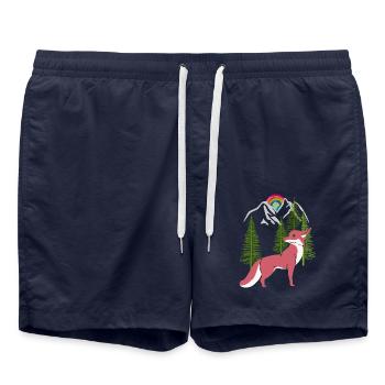 Fox, Foxes, Nature, Fairy Tale, Forest, Nature, Tree - Swim Trunks - french navy - Front - AI Model Male 185 light (185cm)