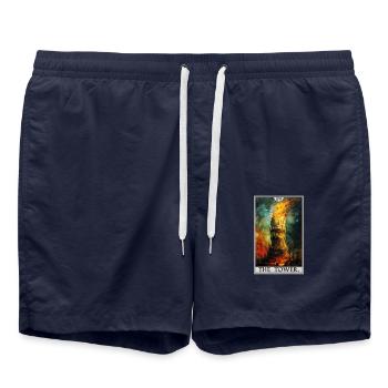 Tarotkarten Tarotkarte The Tower Der Turm - Badeshorts - French Navy - Vorne - AI Model Male 185 light (185cm)