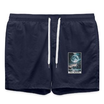 Tarotkarten Tarotkarte The Moon Der Mond - Badeshorts - French Navy - Vorne - AI Model Male 185 light (185cm)
