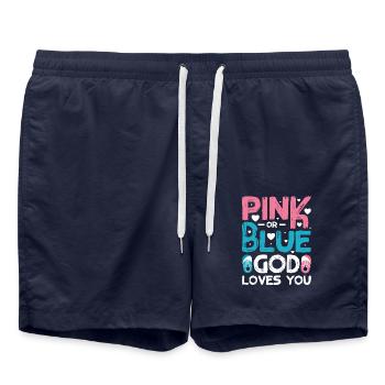 Pink or blue god loves you - Badeshorts - French Navy - Vorne - AI Model Male 185 light (185cm)