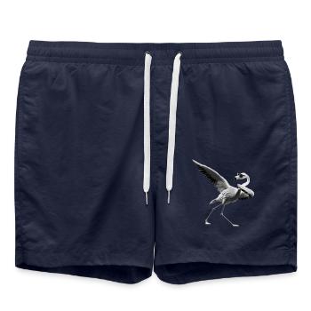 Funny Dabbing Flamingo Farmer Animal Lover Dab - Swim Trunks - french navy - Front - AI Model Male 185 light (185cm)