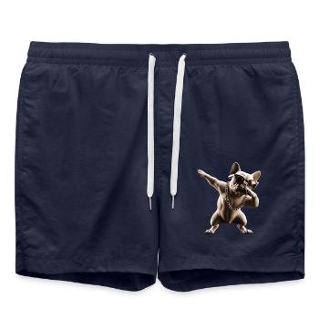 Lustiges Dabbing Hunde Tierliebhaber Dab Bulldogge - Badeshorts - French Navy - Vorne - AI Model Male 185 light (185cm)