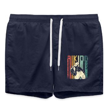 Retro Vintage Aikido - Badeshorts - French Navy - Vorne - AI Model Male 185 light (185cm)