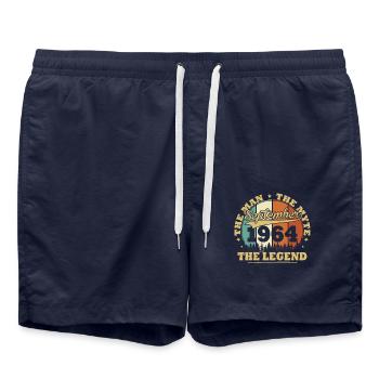 Vintage-Geschenk zum 60. Geburtstag vom September 1964 - Badeshorts - French Navy - Vorne - AI Model Male 185 light (185cm)