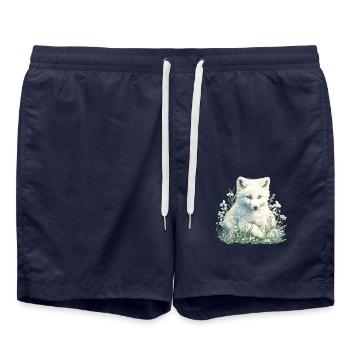 Arctic Fox Polarfüchse Polarfuchs - Badeshorts - French Navy - Vorne - AI Model Male 185 light (185cm)