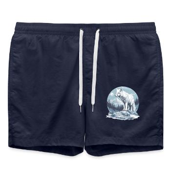 Arctic Fox Polarfüchse Polarfuchs - Badeshorts - French Navy - Vorne - AI Model Male 185 light (185cm)