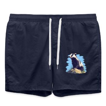 Badger Dachse Dachs - Swim Trunks - french navy - Front - AI Model Male 185 light (185cm)