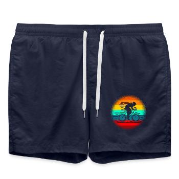 Retro Mountain bike Fahrrad Radfahren Radler - Badeshorts - French Navy - Vorne - AI Model Male 185 light (185cm)