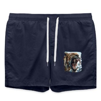 Tigre à dents de sabre Tigre à dents de sabre - Short de bain - bleu marine - Devant - AI Model Male 185 light (185cm)
