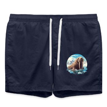 Walrus Walrosse Walross - Swim Trunks - french navy - Front - AI Model Male 185 light (185cm)